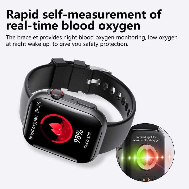 2024 New F59 Smart Watch for Men Women(Answer/Make Call), Bluetooth Fitness Tracker with Heart Rate, Blood Oxygen Monitor, Sleep Monitor, IP67 Waterproof 2.1'' HD Pixel watch Per iOS & Android Phone - Image 4