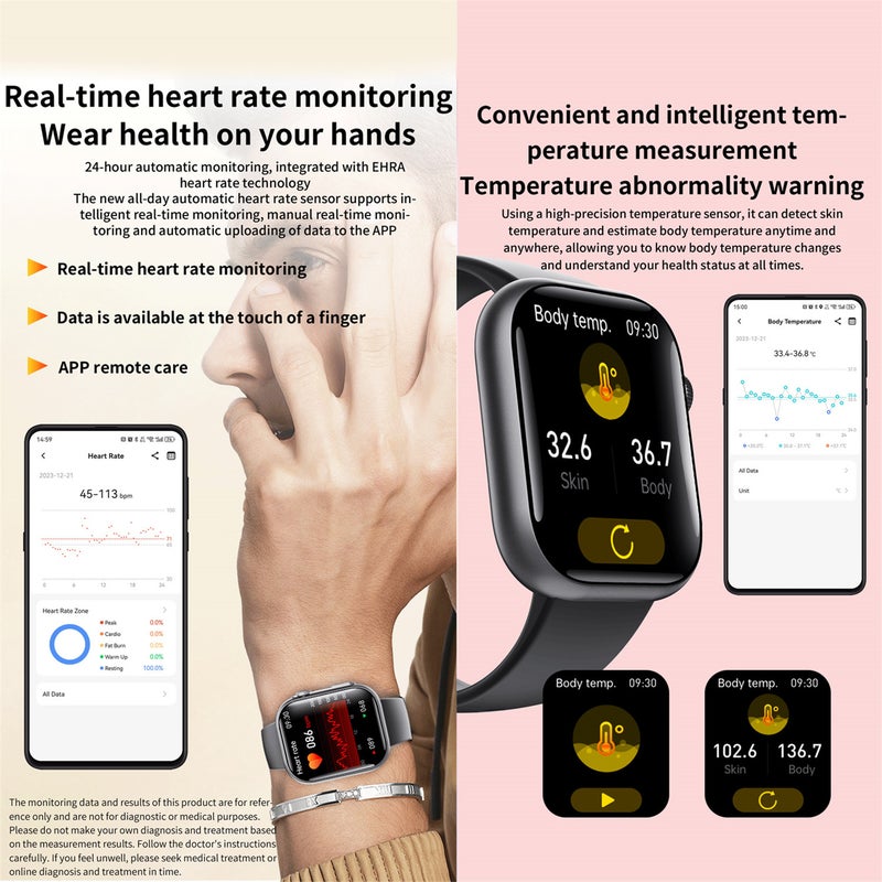 2024 New F59 Smart Watch for Men Women(Answer/Make Call), Bluetooth Fitness Tracker with Heart Rate, Blood Oxygen Monitor, Sleep Monitor, IP67 Waterproof 2.1'' HD Pixel watch Per iOS & Android Phone - Image 3