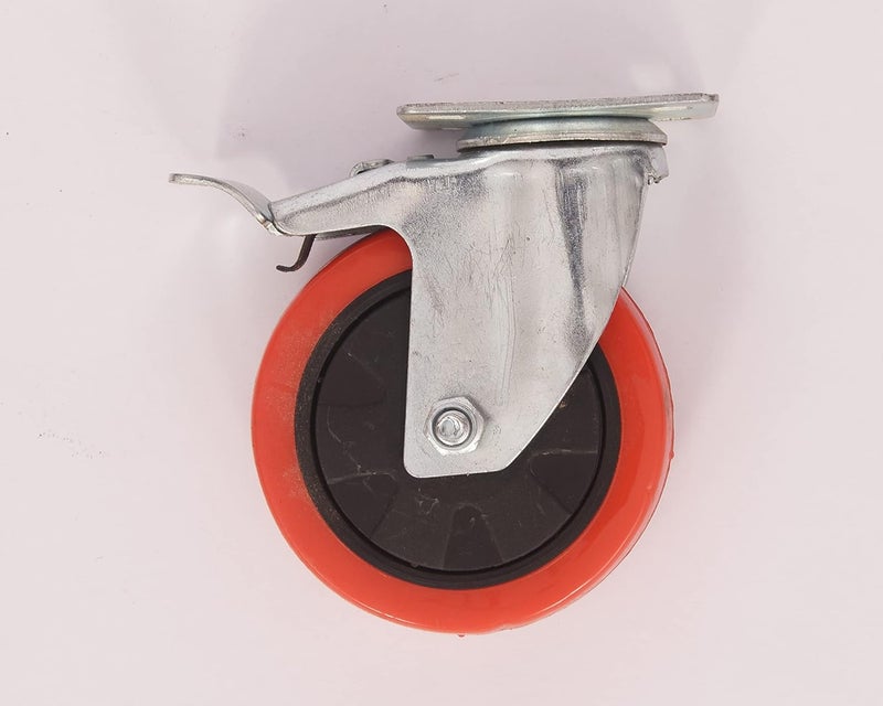 PACIFIC MOVERS 3 inch Swivel Caster Double Bearing Wheels Heavy Duty Plate with Safety Brake Pack of 4 Braked Furniture Caster Pack of4 Medium4 pic 2 with Brakes 2 Without Brakes - Image 2