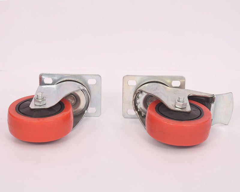 PACIFIC MOVERS 3 inch Swivel Caster Double Bearing Wheels Heavy Duty Plate with Safety Brake Pack of 4 Braked Furniture Caster Pack of4 Medium4 pic 2 with Brakes 2 Without Brakes - Image 3