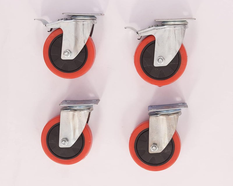 PACIFIC MOVERS 3 inch Swivel Caster Double Bearing Wheels Heavy Duty Plate with Safety Brake Pack of 4 Braked Furniture Caster Pack of4 Medium4 pic 2 with Brakes 2 Without Brakes - Image 5
