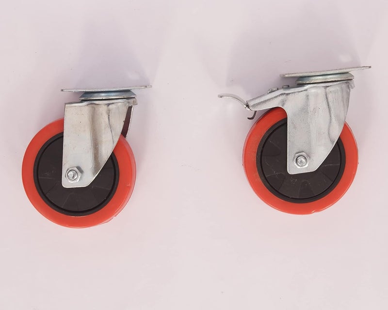 PACIFIC MOVERS 3 inch Swivel Caster Double Bearing Wheels Heavy Duty Plate with Safety Brake Pack of 4 Braked Furniture Caster Pack of4 Medium4 pic 2 with Brakes 2 Without Brakes - Image 1