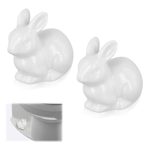 PEUTIER 2pcs Ceramic Toilet Bolt Covers, Rabbit Shaped Toilet Bolt Covers Toilet Screw Cover Caps Toilet Knob Caps Decorative for Bathroom Toilet Parts Decoration - Image 1