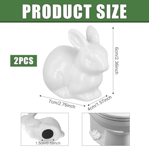 PEUTIER 2pcs Ceramic Toilet Bolt Covers, Rabbit Shaped Toilet Bolt Covers Toilet Screw Cover Caps Toilet Knob Caps Decorative for Bathroom Toilet Parts Decoration - Image 2