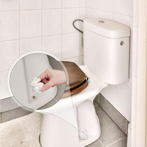 PEUTIER 2pcs Ceramic Toilet Bolt Covers, Rabbit Shaped Toilet Bolt Covers Toilet Screw Cover Caps Toilet Knob Caps Decorative for Bathroom Toilet Parts Decoration - Image 5