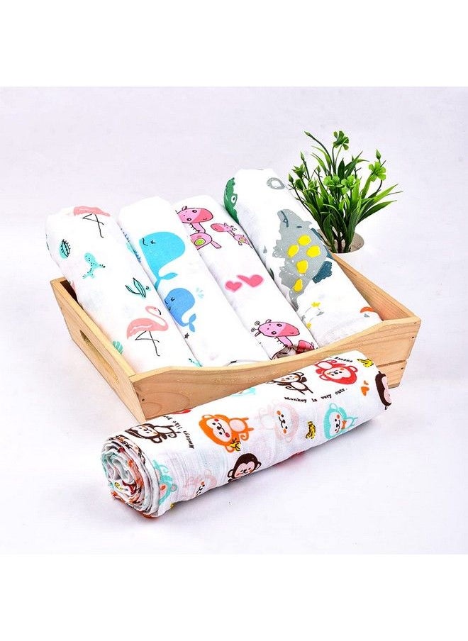MOM'S HOME Organic Cotton Super Soft Baby Muslin Cloth Swaddle 018 Months (Pack Of 5 Mix)  - Image 1