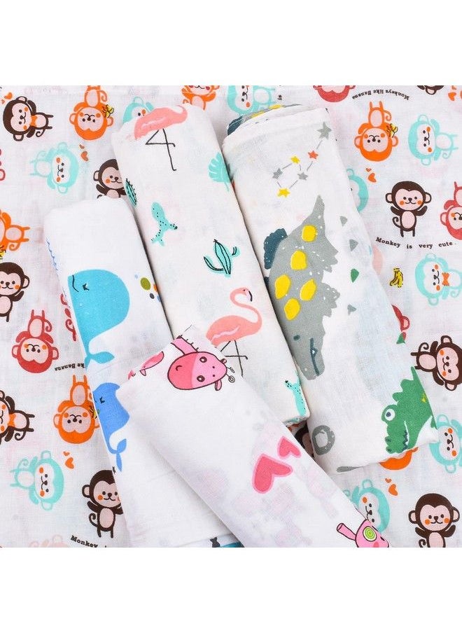 MOM'S HOME Organic Cotton Super Soft Baby Muslin Cloth Swaddle 018 Months (Pack Of 5 Mix)  - Image 4