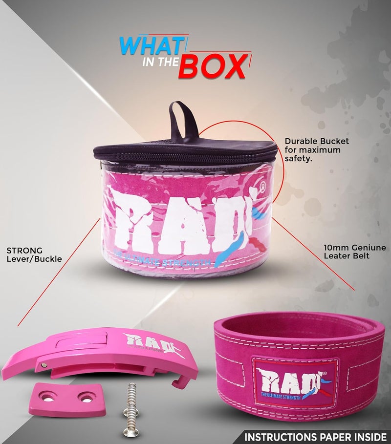 RAD Lever Weight Lifting Gym Belt for Men & Women Size 63 TO107 CM,Thick 10MM & Width 4 Inch Lever Powerlifting Belts for Women Dead Lift Workout Belt Leather Weight Lifting Lever Gym Squat Belt - Image 3