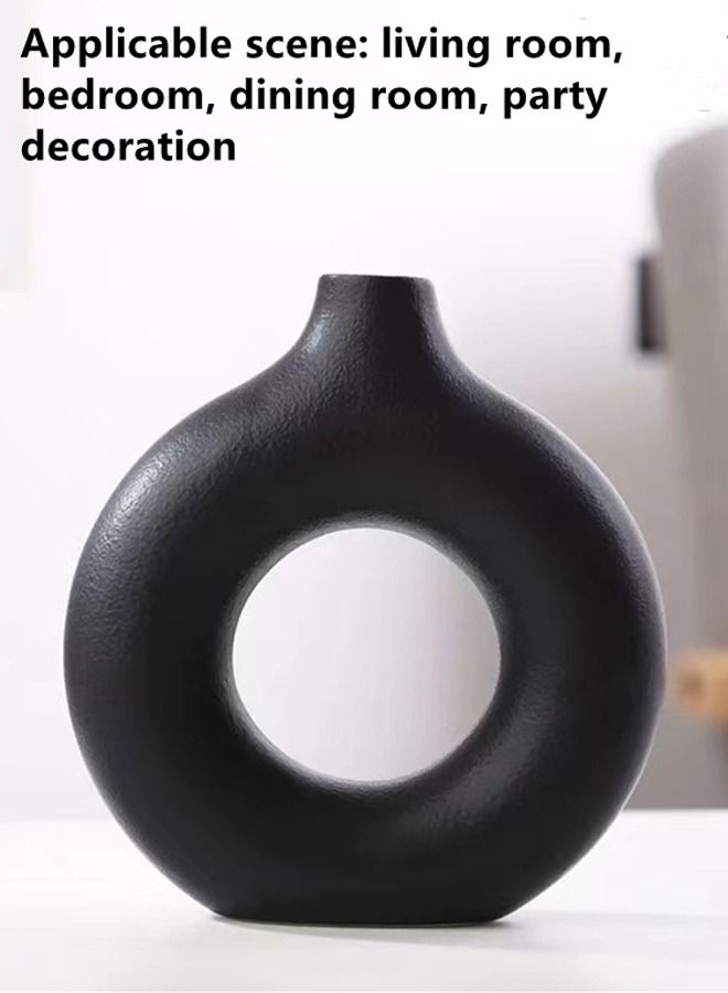 Kutis 1-Piece Solid Color Ceramic Decorative Flower Vase Black 14.3 x 13.3 Centimeter  - Image 4