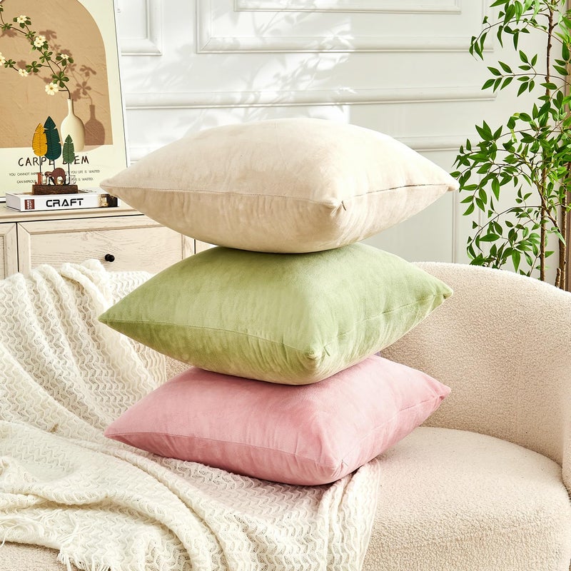 Grineed Throw Pillow Covers Pink Set Of 2 20X20 Inch Pillow Covers  Soft Velvet Cute Decorative Pillowcases For Couch Sofa Bed  Home Boho Decor  Modern Cushion Covers - Image 4