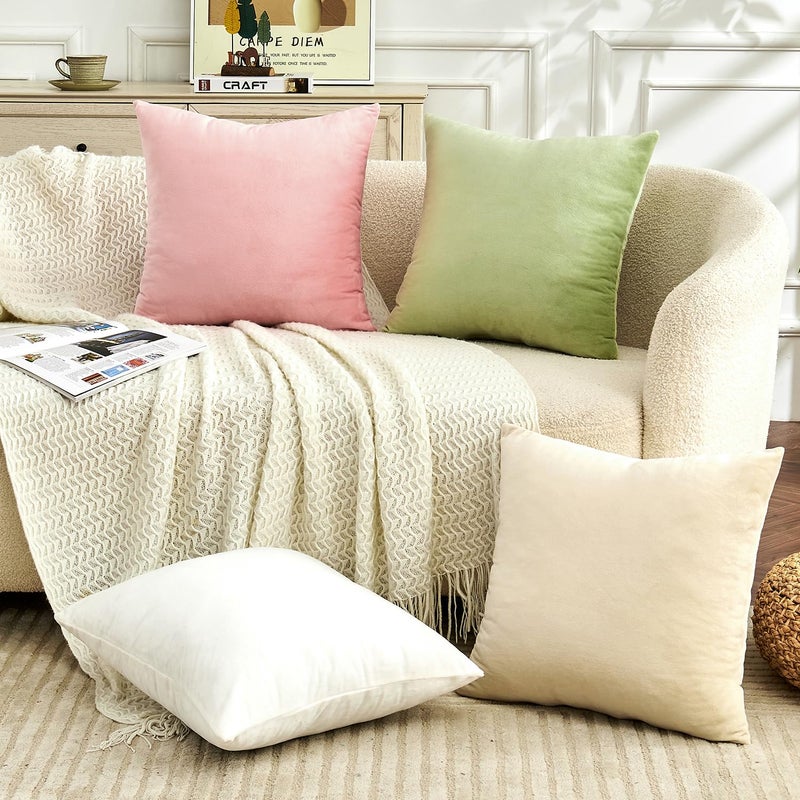 Grineed Throw Pillow Covers Pink Set Of 2 20X20 Inch Pillow Covers  Soft Velvet Cute Decorative Pillowcases For Couch Sofa Bed  Home Boho Decor  Modern Cushion Covers - Image 2