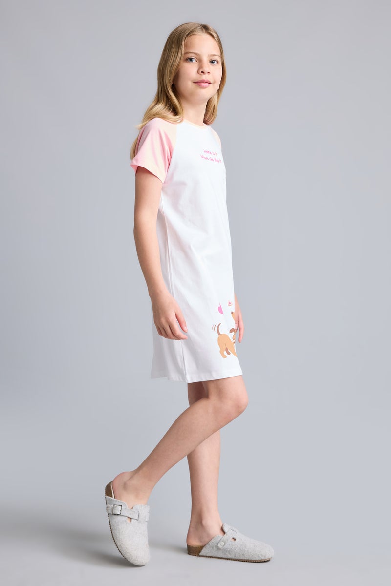 DeFacto Beige Girl Printed Short Sleeve Dress Casual - Image 2