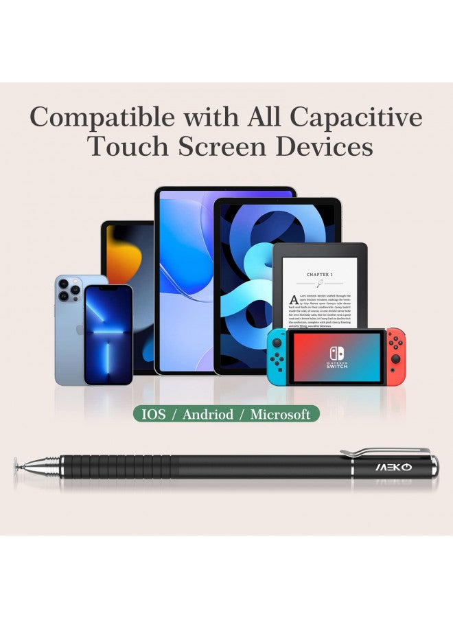 MEKO Universal Stylus,[2 in 1 Precision Series] Disc Stylus Touch Screen Pens for All Capacitive Touch Screens Cell Phones, Tablets, Laptops Bundle with 6 Replacement Tips - (2 Pcs, Black/Black) - Image 4