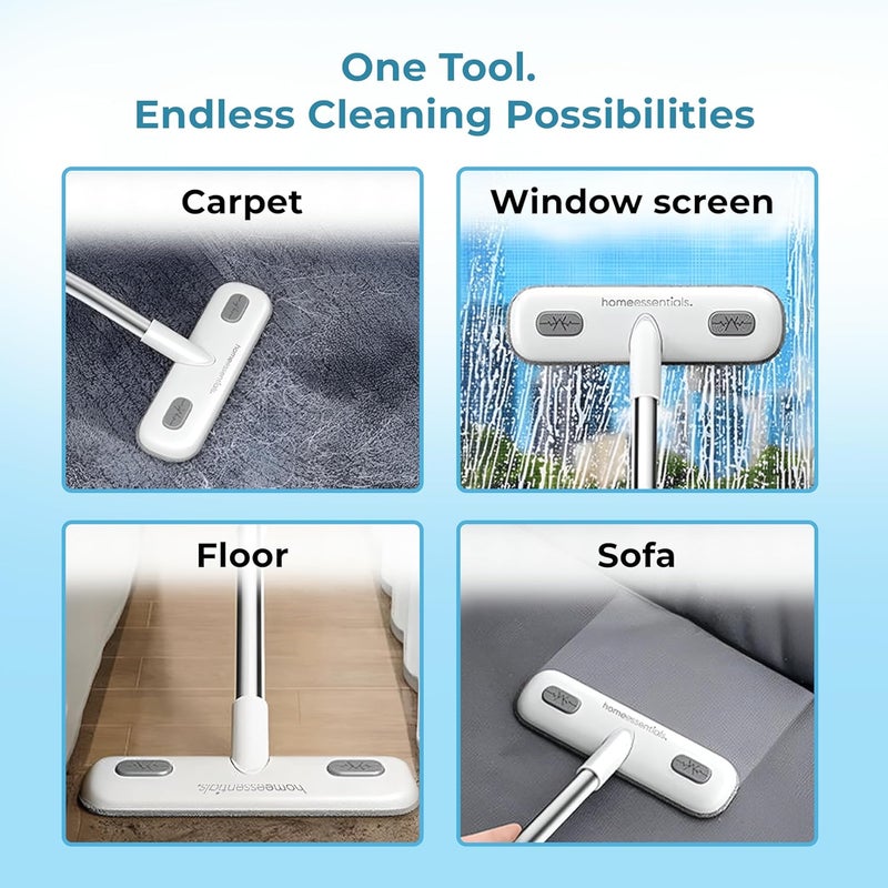 Home Essentials Multifunctional Window Cleaner - 2 in 1 Brush & Squeegee with 4 Foot Handle/Streak Free Glass, Mesh & Floor Cleaning Tool/Perfect for UPVC Windows & Home Use (Pack of 1) - Image 5