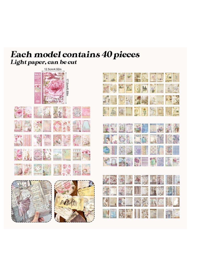 Excefore Vintage Aesthetic Scrapbook Paper, 160 Pcs Vintage Scrapbook Paper Supplies, for DIY Bullet Planners, Junk Art Collage Album Frames - Image 2