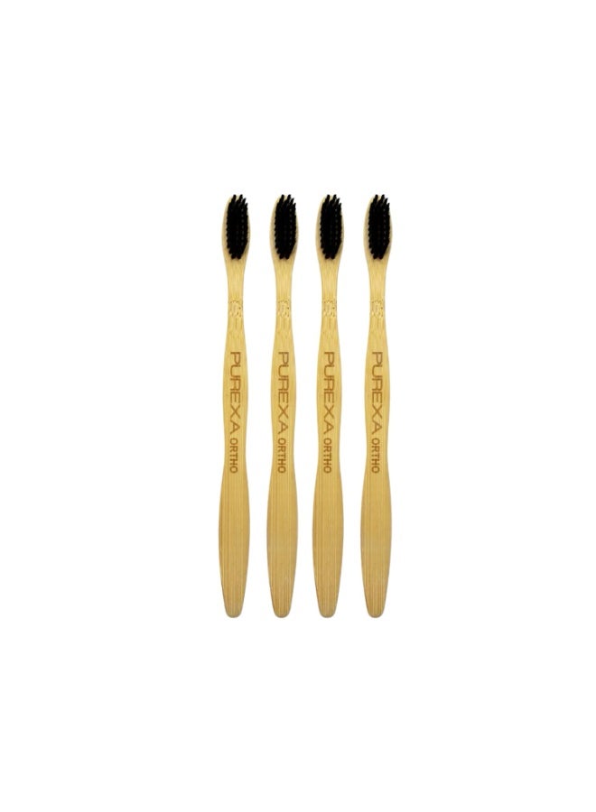 PUREXA Bamboo Orthodontic Toothbrush for Braces (Pack of 4) | Activated Charcoal Soft Bristles | BPA-Free, Biodegradable & Compostable | Interdental Brush for Kids & Adults | Eco-Friendly Oral Care - Image 1