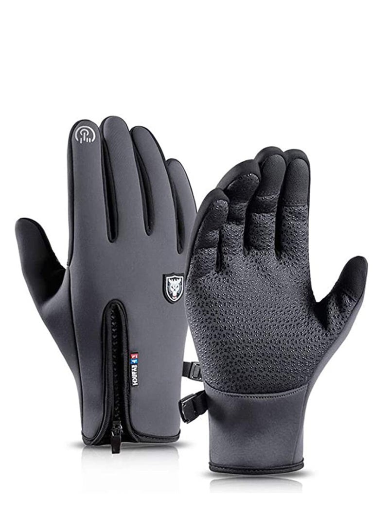 Excefore Winter Warm Gloves Men Women Cycling Windproof and Waterproof Pu Leather Touchscreen Cold Weather Driving Gloves, Size: M  - Image 1