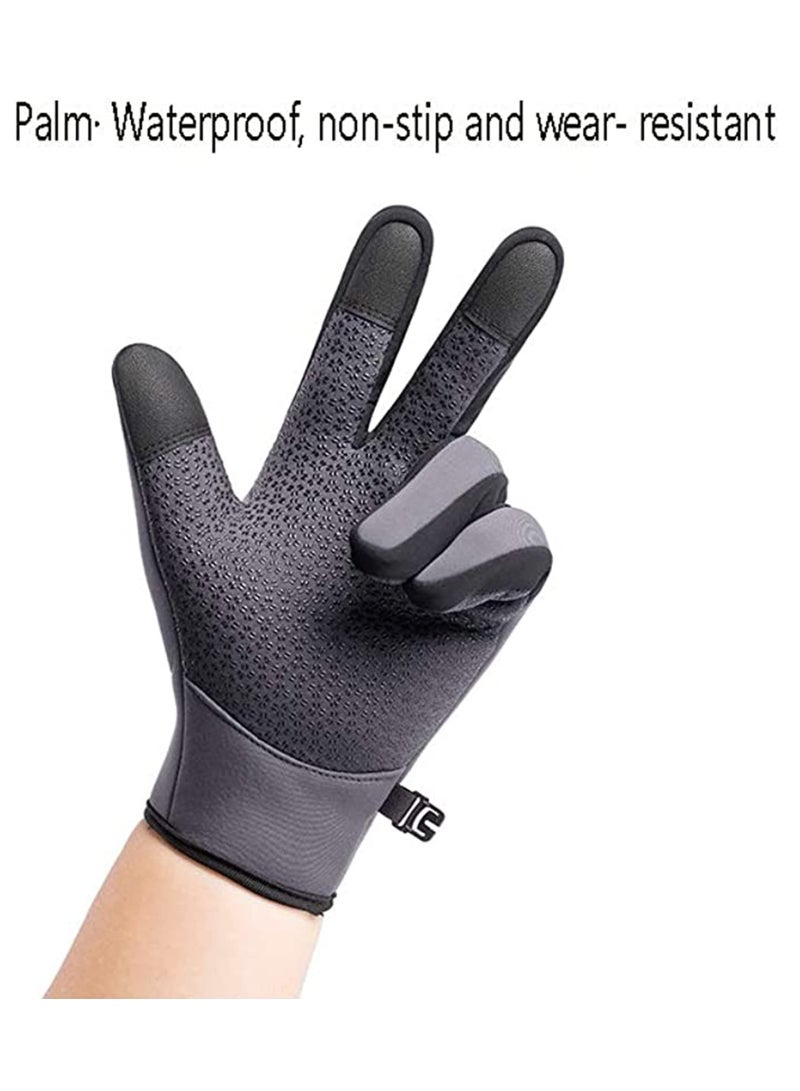 Excefore Winter Warm Gloves Men Women Cycling Windproof and Waterproof Pu Leather Touchscreen Cold Weather Driving Gloves, Size: M  - Image 3