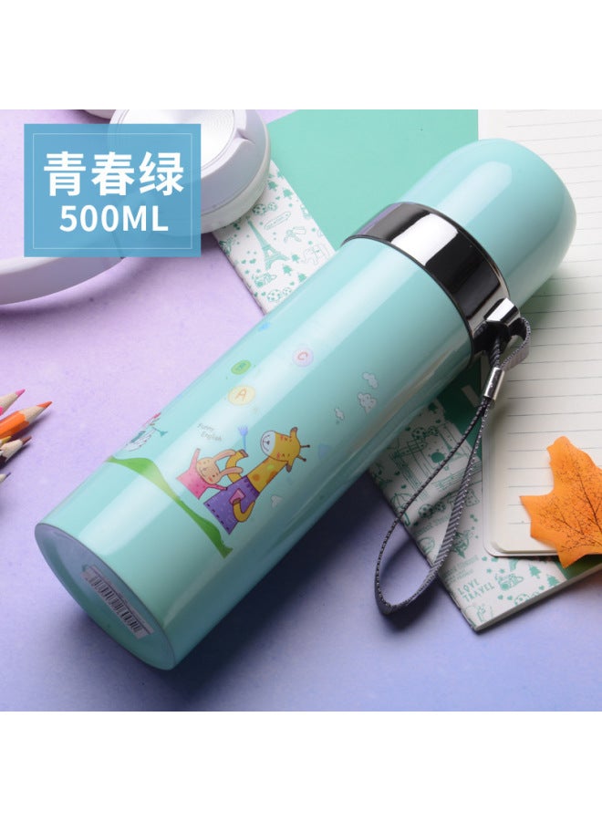 Youth Green Vacuum Outdoor Sports Stainless Steel Vacuum Cup With Rope Portable Water Cup Bullet Vacuum Cup Custom Logo