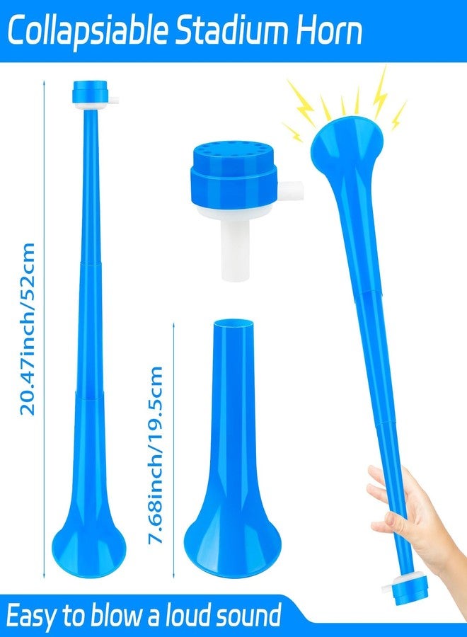 Denylo pro Collapsible Stadium Horn 24 Inch Vuvuzela Plastic Trumpet Horn Blue Blow Horn Loud Sound Soccer Horn Noisemakers for Sporting Events Graduation Games School Party Supplies - Image 2
