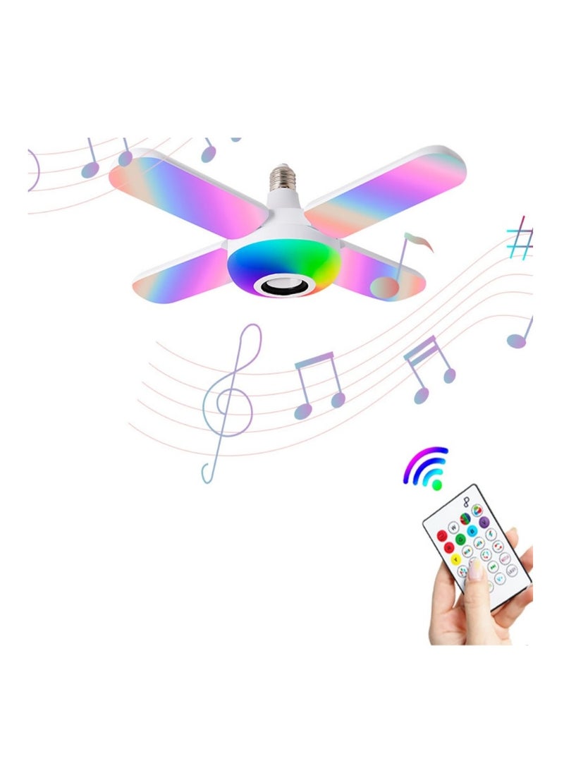 Generic - 50W Clover Design 4 Wings Foldable Smart Bluetooth Connected LED Bulb Multicolor Music Lamp E27 - Image 1