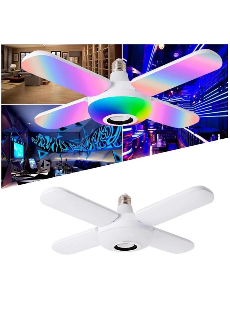 Generic - 50W Clover Design 4 Wings Foldable Smart Bluetooth Connected LED Bulb Multicolor Music Lamp E27 - Image 1