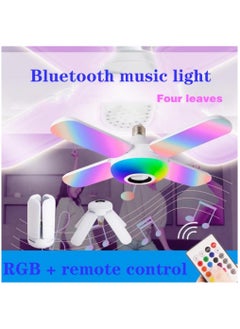 Generic 50W Clover Design 4 Wings Foldable Smart Bluetooth Connected LED Bulb Multicolor Music Lamp E27  - Image 4