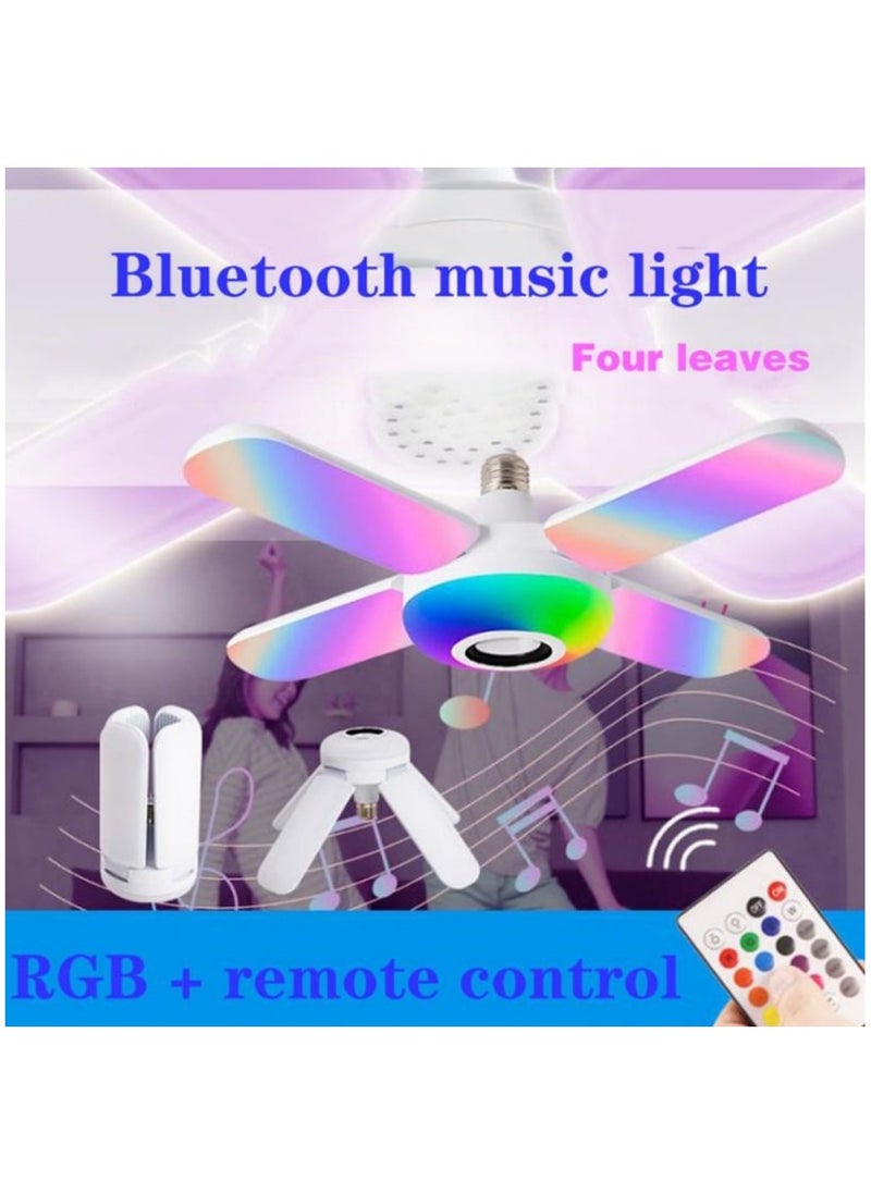 Generic - 50W Clover Design 4 Wings Foldable Smart Bluetooth Connected LED Bulb Multicolor Music Lamp E27 - Image 1