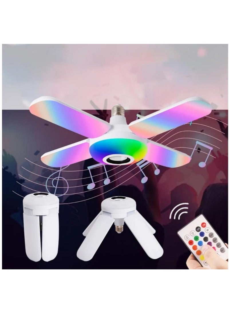 Generic - 50W Clover Design 4 Wings Foldable Smart Bluetooth Connected LED Bulb Multicolor Music Lamp E27 - Image 1