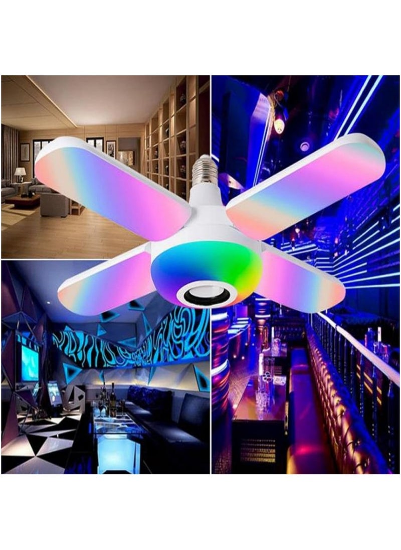 Generic - 50W Clover Design 4 Wings Foldable Smart Bluetooth Connected LED Bulb Multicolor Music Lamp E27 - Image 1