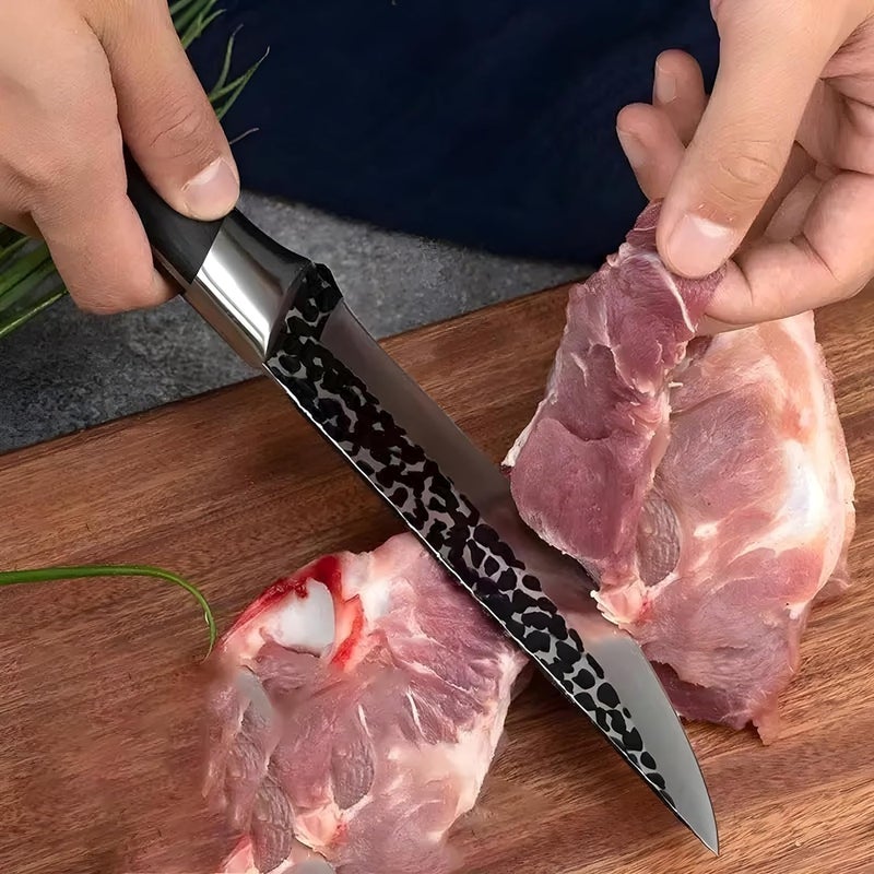 Captoola سكين تقطيع يابانية مصنوعة يدويًا من الفولاذ المقاوم للصدأ بطول 67 بوصة سكين عظام سكين فيليه سكين جزار سكين إزالة العظام للحوم مع مقبض ABS مجموعة من 1 أسود - Image 3