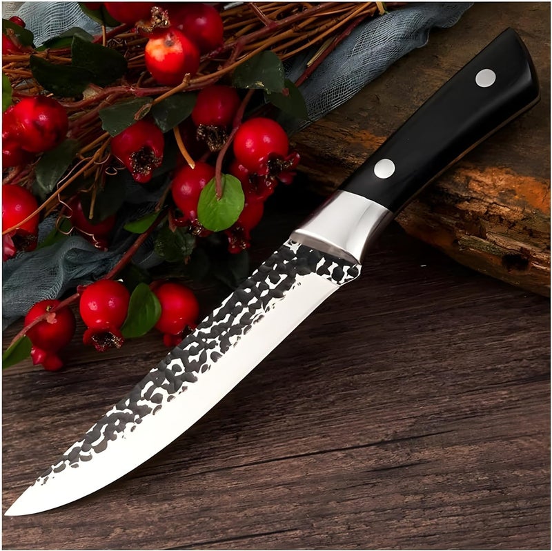 Captoola سكين تقطيع يابانية مصنوعة يدويًا من الفولاذ المقاوم للصدأ بطول 67 بوصة سكين عظام سكين فيليه سكين جزار سكين إزالة العظام للحوم مع مقبض ABS مجموعة من 1 أسود - Image 4