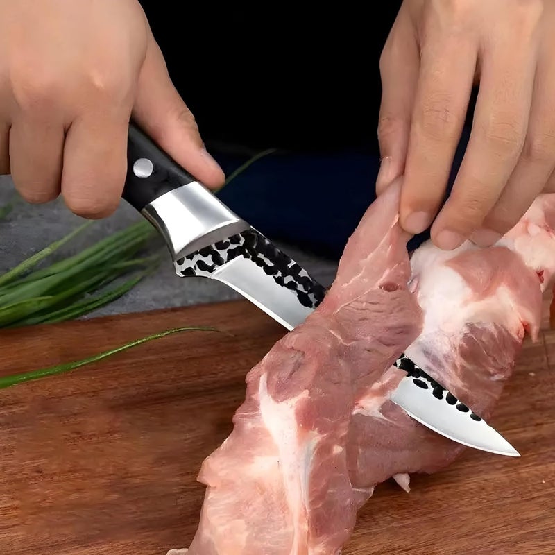 Captoola سكين تقطيع يابانية مصنوعة يدويًا من الفولاذ المقاوم للصدأ بطول 67 بوصة سكين عظام سكين فيليه سكين جزار سكين إزالة العظام للحوم مع مقبض ABS مجموعة من 1 أسود - Image 5