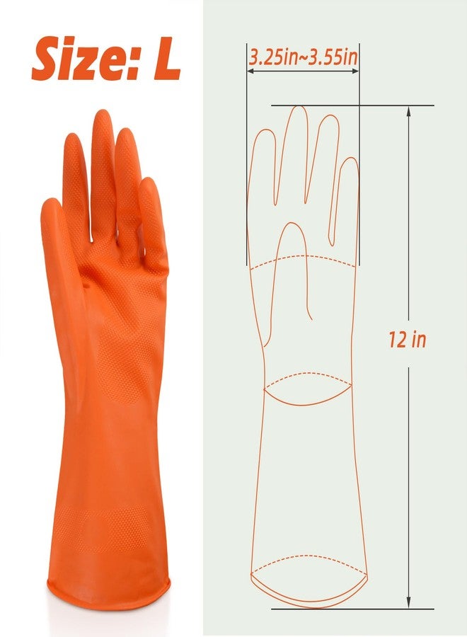 Cleanbear Cleaning Gloves Large, Reusable Nitrile Glove set of 3 Pairs, Latex Free Rubber Gloves for Washing Dishes, Household Cleaning, Bathroom or Gift Use, 12 Inches (Red, Green and Orange) - Image 2