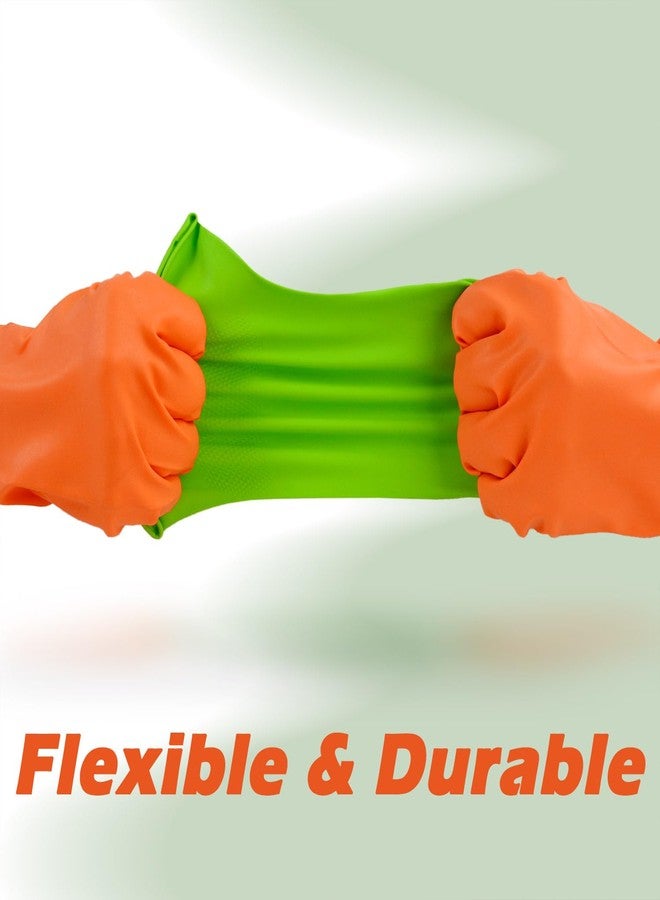 Cleanbear Cleaning Gloves Large, Reusable Nitrile Glove set of 3 Pairs, Latex Free Rubber Gloves for Washing Dishes, Household Cleaning, Bathroom or Gift Use, 12 Inches (Red, Green and Orange) - Image 3