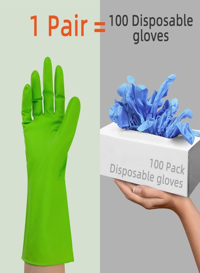 Cleanbear Cleaning Gloves Large, Reusable Nitrile Glove set of 3 Pairs, Latex Free Rubber Gloves for Washing Dishes, Household Cleaning, Bathroom or Gift Use, 12 Inches (Red, Green and Orange) - Image 4