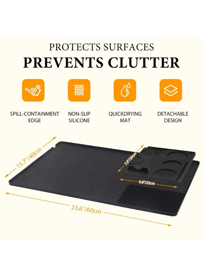 Anmi Coffee Mat, Coffee Maker Mat for Kitchen Counter with Tamping Mat, 40x60cm Silicone Coffee Bar Pad, Anti-Slip, Heat Resistant Pad for Espresso Machines, Dinner Plates, Ice Cream Machines - Image 5