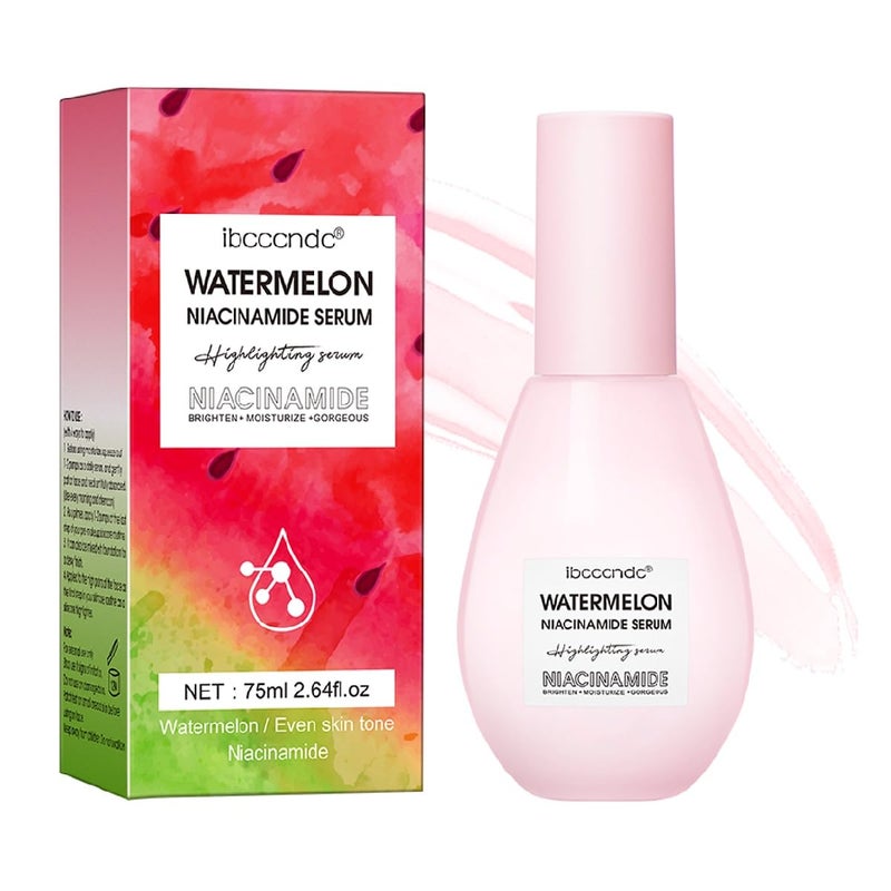wenfeng Watermelon Niacinamide Facial Serum,Pore Minimizer & Niacinamide Glow Serum,Makeup Primer,Lightweight Facial Serum & Priming Liquid Highlighter(75ml) - Image 1
