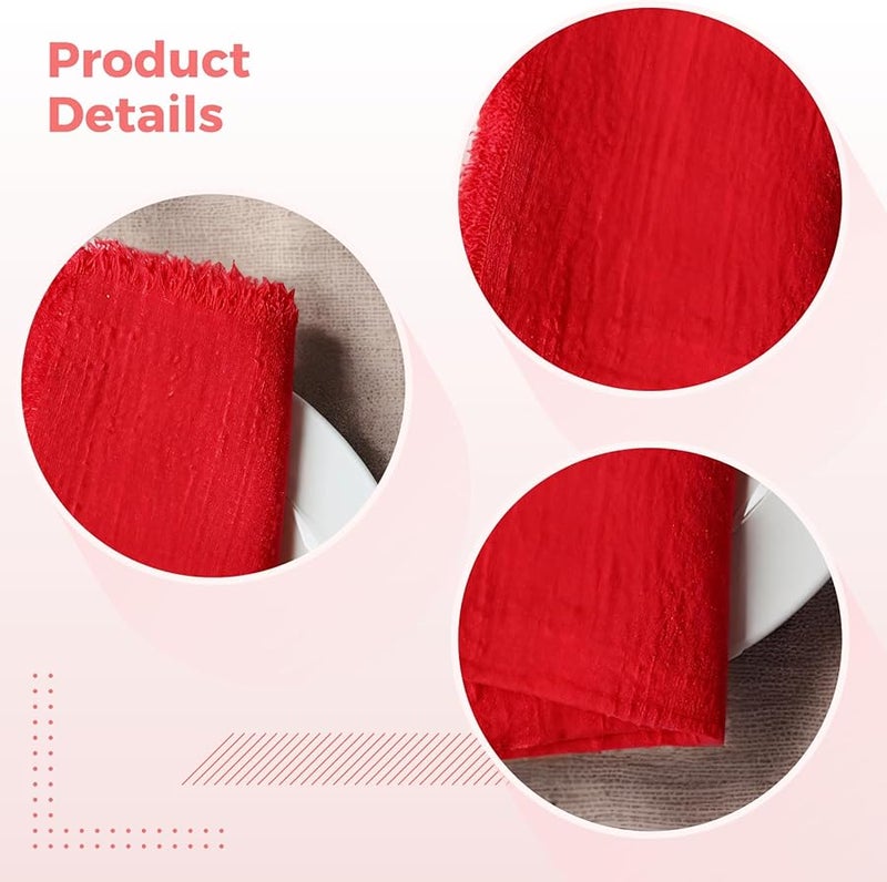 Set Of 12 Soft Cotton Denim Napkins With Fringed Edges 16 5 X 16 5 Inches For Weddings Parties Dining - Image 3