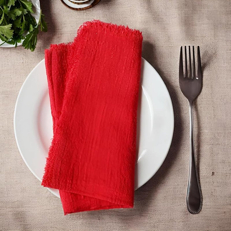 Set Of 12 Soft Cotton Denim Napkins With Fringed Edges 16 5 X 16 5 Inches For Weddings Parties Dining - Image 4