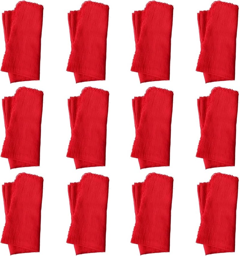 Set Of 12 Soft Cotton Denim Napkins With Fringed Edges 16 5 X 16 5 Inches For Weddings Parties Dining - Image 1