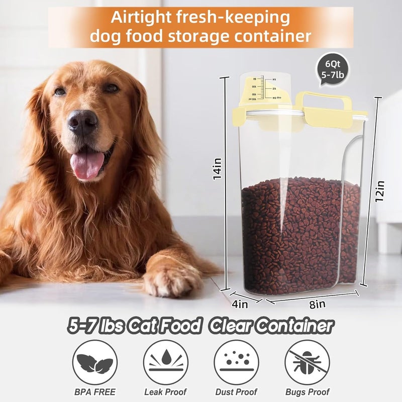 LEAWALK 5Lbs Airtight Cat Dog Food Storage Container with Upgraded Large Nozzle BPA-Free, Pet Food Storage Containers for Rice, Grain, Pet Food, Flour, Dog Treat Storage (Light Yellow, 5L-1pack) - Image 3