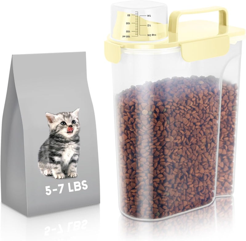 LEAWALK 5Lbs Airtight Cat Dog Food Storage Container with Upgraded Large Nozzle BPA-Free, Pet Food Storage Containers for Rice, Grain, Pet Food, Flour, Dog Treat Storage (Light Yellow, 5L-1pack) - Image 1