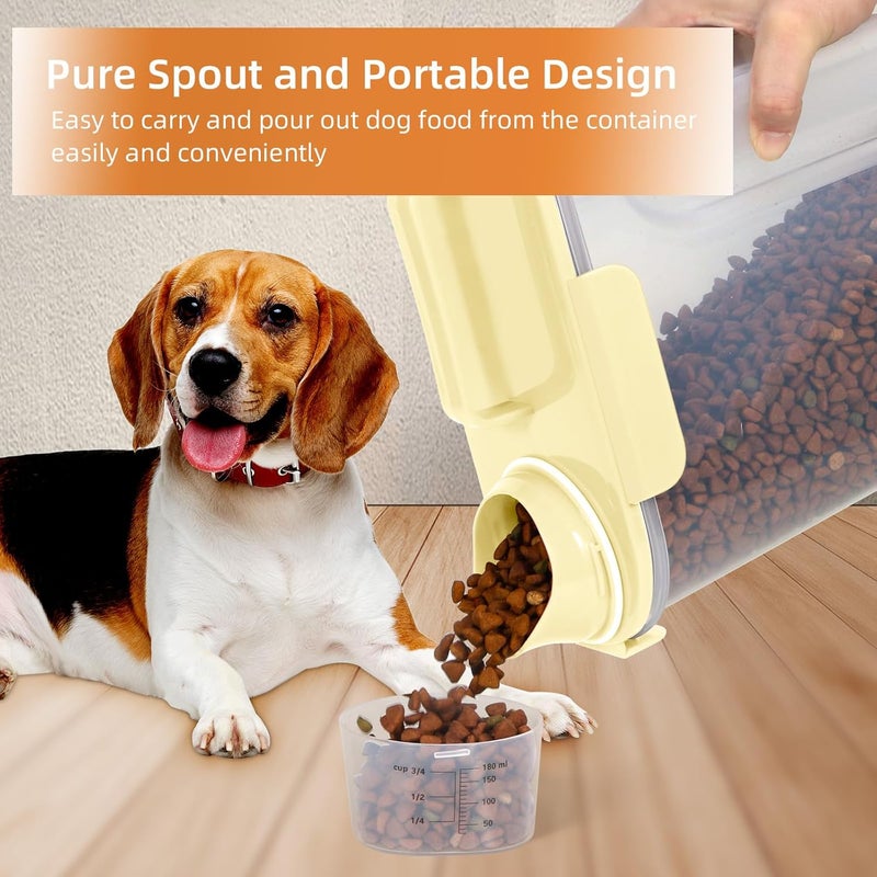 LEAWALK 5Lbs Airtight Cat Dog Food Storage Container with Upgraded Large Nozzle BPA-Free, Pet Food Storage Containers for Rice, Grain, Pet Food, Flour, Dog Treat Storage (Light Yellow, 5L-1pack) - Image 2