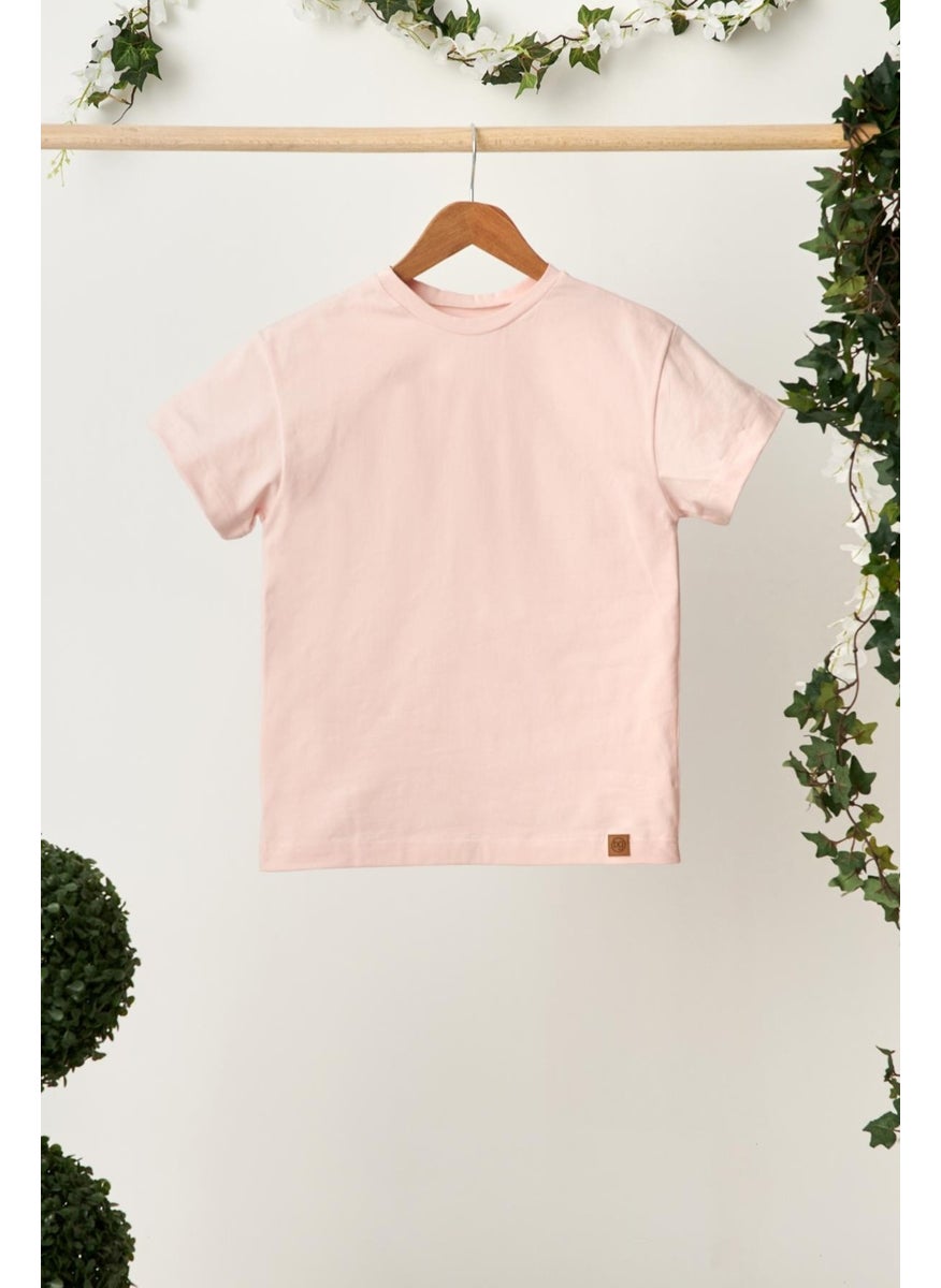 Babygiz Powder Girl's Short Sleeve Crew Neck Anti-Sweat, Comfortable Cotton Combed T-Shirt  - Image 1