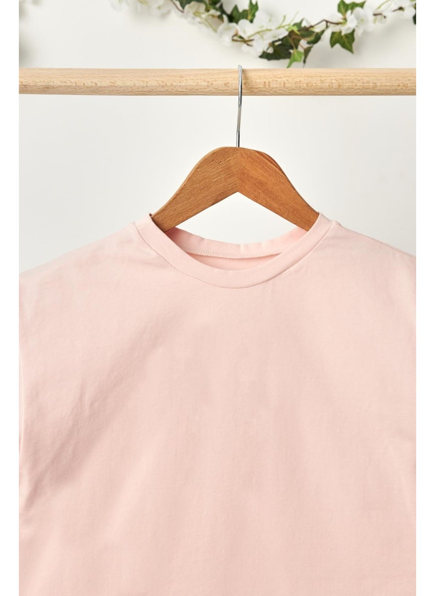 Babygiz Powder Girl's Short Sleeve Crew Neck Anti-Sweat, Comfortable Cotton Combed T-Shirt  - Image 2
