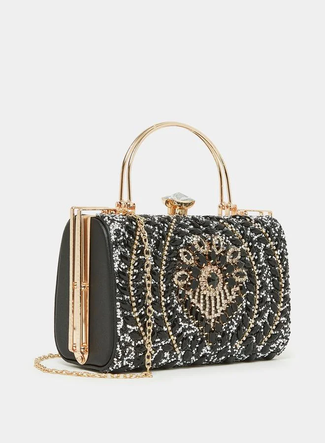 Stone Embellished Clutch Bag
