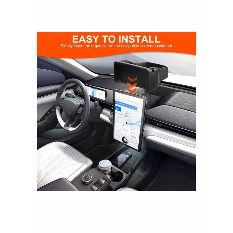 SOLARAE For Ford Mustang Mach-E 2021 2022, Center Console Dash Storage Tray Organizer with Cellphone Holder Inserts Dashboard Storage Box Accessories - Image 3