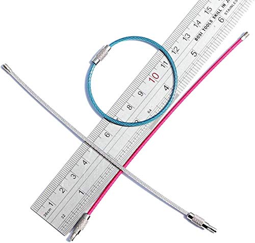 bayite Key Rings Stainless Steel Wire Keychains Lock Cable Heavy Duty Luggage Tags Loops Keepers 2mm Twist Barrel Pack of 12 (Cable length: 6 inches) - Image 4