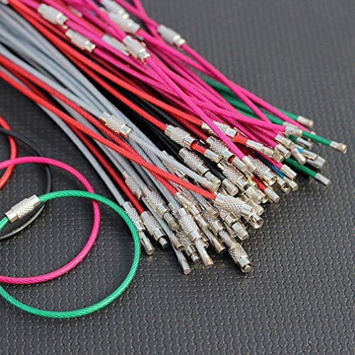 bayite Key Rings Stainless Steel Wire Keychains Lock Cable Heavy Duty Luggage Tags Loops Keepers 2mm Twist Barrel Pack of 12 (Cable length: 6 inches) - Image 3